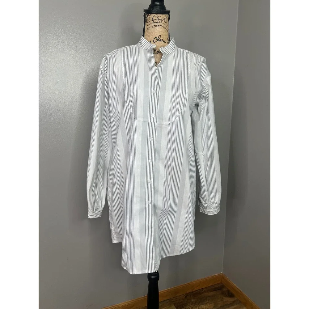 Ann Taylor Loft striped shirt dress long sleeve size 6 spring casual‎ coastal